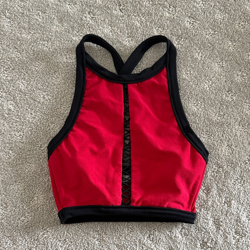 Sports Bra Red/Black - dance crop top - child medium